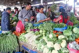 A vegetable market in Nepal.