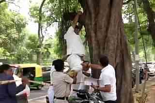 Congress worker trying to hang himself (@ANI/Twitter)