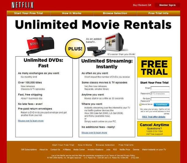 Netflix in 2008 (Image Source: Business Insider)