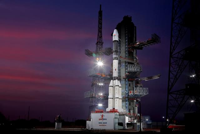 The GSAT0-7A being readied for launch. (Photo Via ISRO Website)