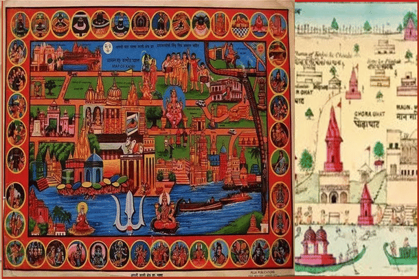 Imagery of <i>teertha yatras</i> and <i>sthalapuranas</i>.