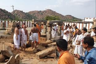 Restoration work under way at Brindavana. 