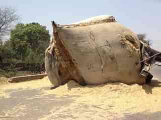 An overloaded truck that has tipped over. (pic via Twitter) (representative picture)&nbsp;