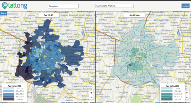 Geospatial distribution of age cohorts in Bengaluru.