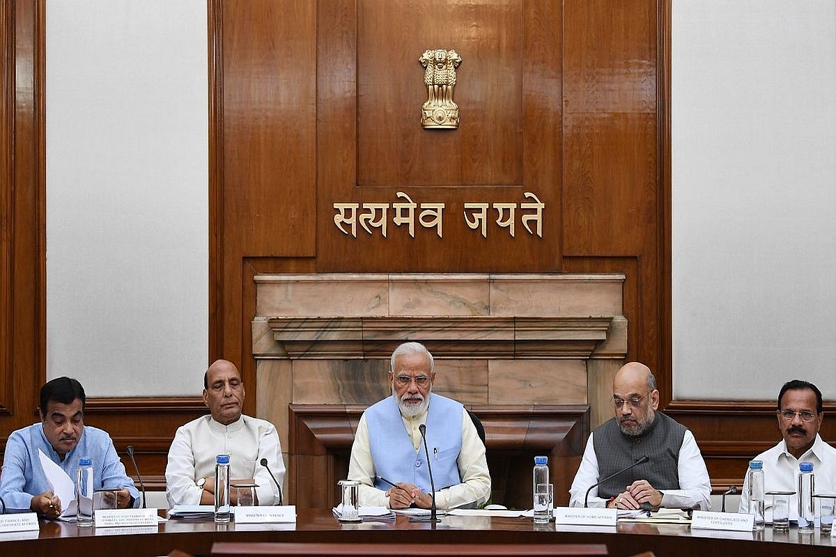 Prime Minister Narendra Modi along with his cabinet during the meet. (@airnewsalerts/Twitter )&nbsp;