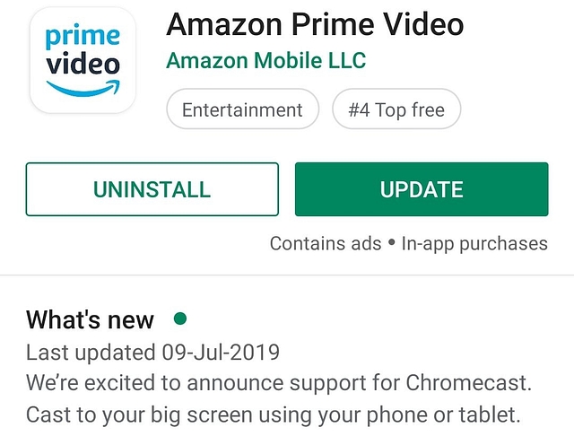 Amazon prime app google chromecast hot sale