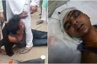Still from videos showing Shashank being thrashed and injured