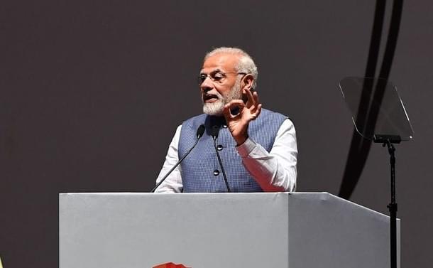 Prime Minister Narendra Modi delivers a speech in Gandhinagar. (PRAKASH SINGH/AFP/Getty Images) 