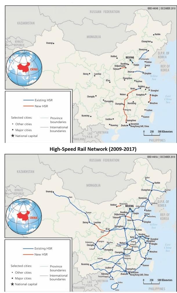 China HSR Progress between 2009 and 2017. Image Source: China’s High-Speed Rail Development Report (World Bank)