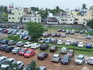 The parking lot for four-wheelers at Koyambedu. Poor maintenance  forces those managing the lot to turn away commuters on days when it rains in the city.&nbsp;