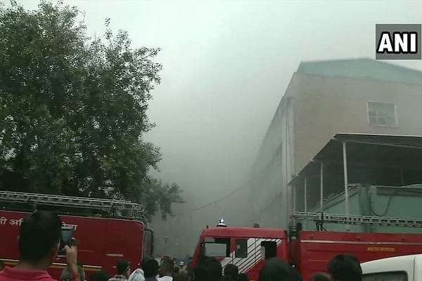 After receiving a call at around 4.50 pm, the Delhi Fire services sent 34 fire engines the spot. (image via ANI/Twitter)