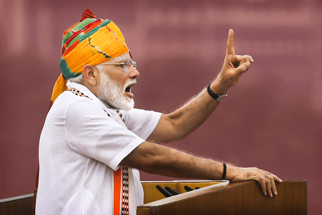 Prime Minister Narendra Modi addressing the nation on Independence Day. (PIB/Twitter)