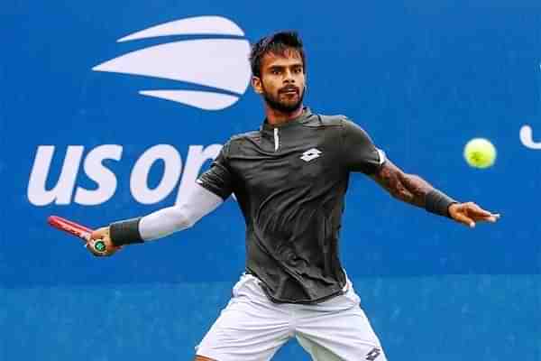 Sumit Nagal in action at the US Open (@DDNewsLive/Twitter)