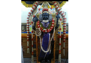 Athi Varadar in a standing posture. The idol has been kept in this posture since this morning.&nbsp;