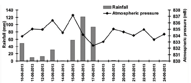 Rainfall as recorded by WIHG station at Chorabari glacier; Source: Dobhal et. al., Current Sceince, 2013.
