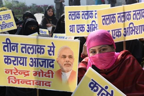 Muslim women at an event to celebrate the passing of the triple talaq bill by the Lok Sabha in New Delhi earlier. (Representative Image) (Arvind Yadav/Hindustan Times via GettyImages) 