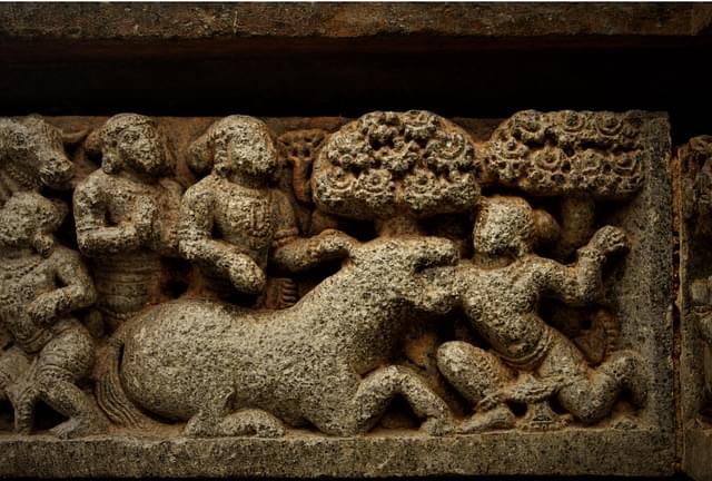 Kesava slaying Keshi, the Asura in the form of a horse.&nbsp;