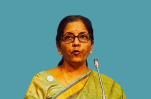 Finance Minister Nirmala Sitharaman speaking at an event. 