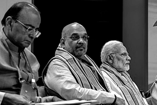 <b>The ‘Master-Minds’:</b> Arun Jaitley, Amit Shah and Prime Minister Narendra Modi. 