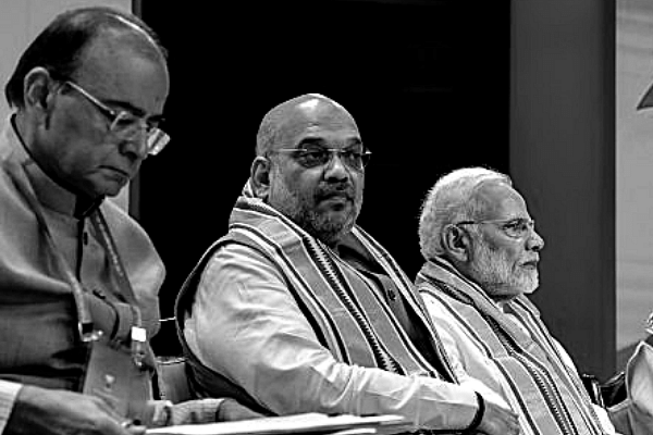 <b>The ‘Master-Minds’:</b> Arun Jaitley, Amit Shah and Prime Minister Narendra Modi.&nbsp;