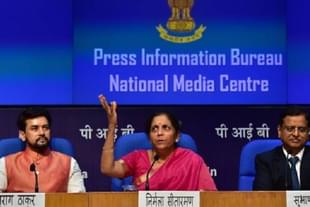 Finance Minister Nirmala Sitharaman addressing a press briefing. 