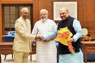 President Kovind with PM Modi and Amit Shah. (Representative Image) (@AmitShah/Twitter)