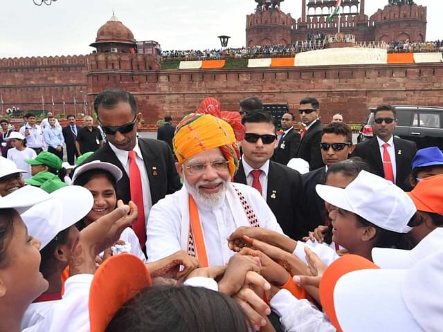 PM Modi at the Independence Day celebrations. (via Twitter)