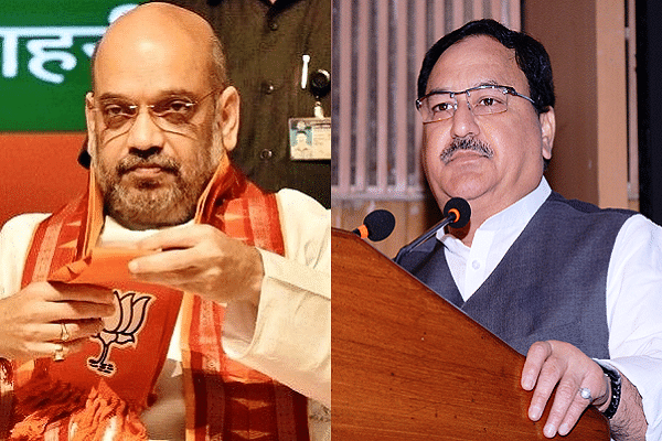 BJP President Amit Shah - left, BJP Working President J P Nadda - right