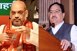BJP President Amit Shah - left, BJP Working President J P Nadda - right