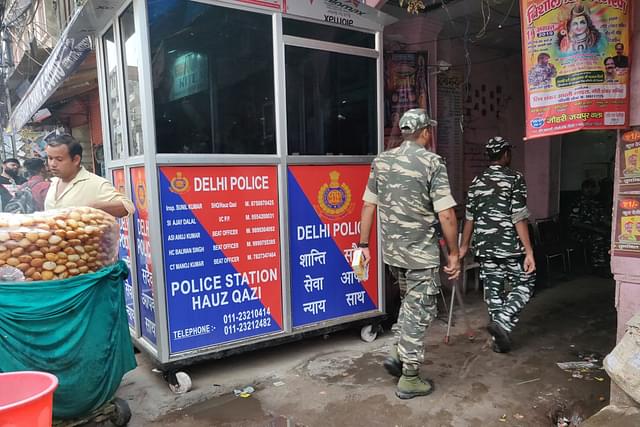 A new police booth outside Durga temple lane. (Swati Goel Sharma)