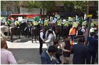 Scene outside the Indian High Commission on 15 August