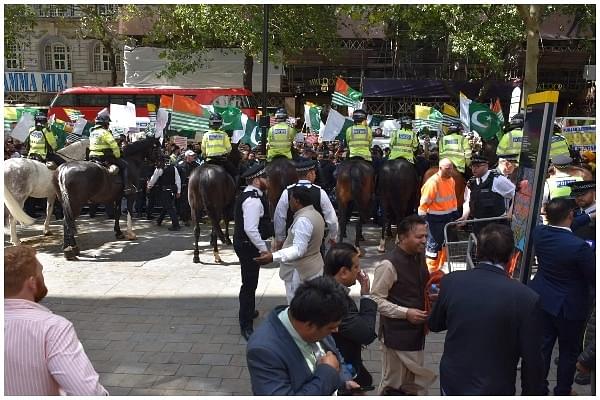 Scene outside the Indian High Commission on 15 August