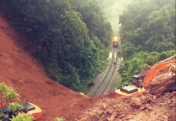 Track restoration work underway on Sakleshpur-Subrahmanya Road ghat section.