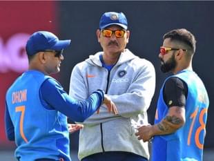Ravi Shastri with MS Dhoni and Virat Kohli. (via Twitter)