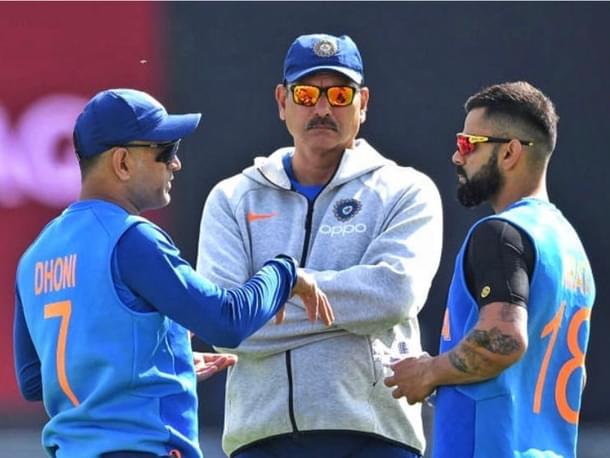 Ravi Shastri with MS Dhoni and Virat Kohli. (via Twitter)