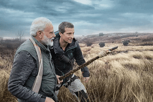 Prime Minster Modi with Bear Grylls (Pic via Twitter)