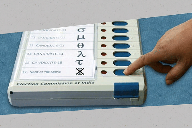 An electronic voting machine with NOTA option. (Election Commission of India/Facebook)