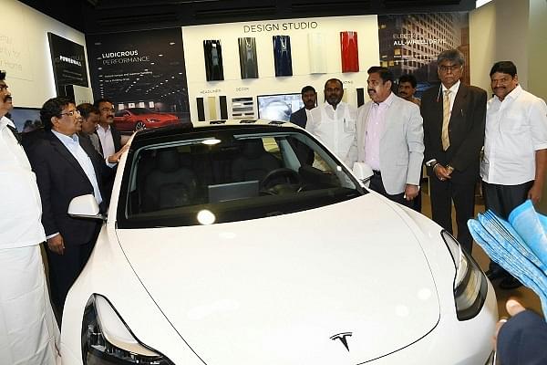 Tamil Nadu Chief Minister Edappadi K Palaniswami at Tesla’s California factory&nbsp;