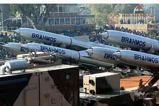 Land based version of the BrahMos missile (RAVEENDRAN/AFP/GettyImages)