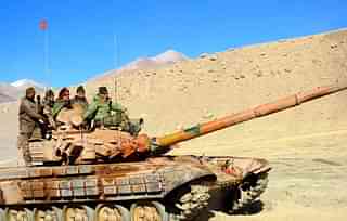 Lieutenant General Ranbir Singh, Indian Army’s Northern Command Chief, on a tank in Ladakh. (Northern Command Indian Army/Twitter)