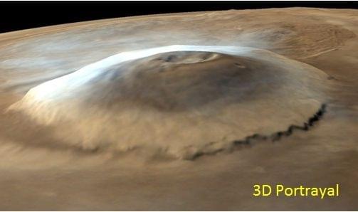 Olympus Mons - a large shield volcano on the planet Mars 