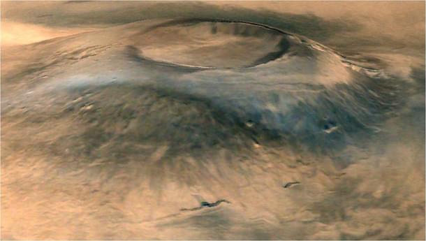 Spectacular 3D view of Arsia Mons, a huge volcano on Mars 