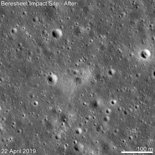 The site of SpaceIL’s Beresheet spacecraft, which crashed during a Moon-landing attempt on 11 April, 2019. (Image credit: NASA/GSFC/Arizona State University)