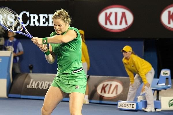 Kim Clijsters during a match at the 2011 Australian Open (Pic by globalite via Wikimedia Commons)