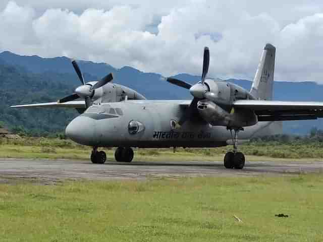 The IAF’s AN-32 at the Vijaynagar ALG. (via Twitter)