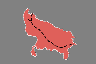 The rough alignment of the Ganga Expressway. 