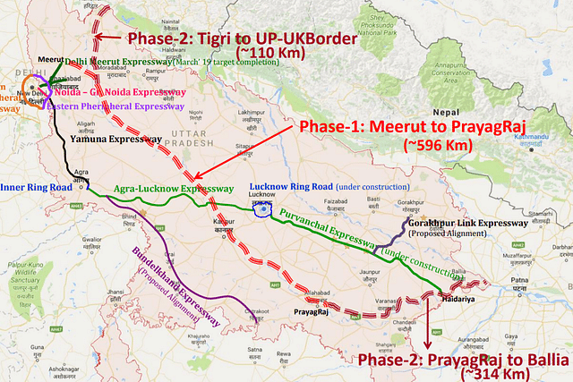 Expressway projects in Uttar Pradesh and their rough alignment. (UPEIDA)