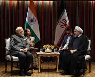 Prime Minister Narendra Modi with Iranian President Hassan Rouhani (R)(Twitter/@PMOIndia)