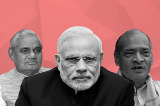 From left to right, late former Prime Minister Atal Bihari Vajpayee, serving Prime Minister Narendra Modi, and late former Prime Minister P V Narasimha Rao