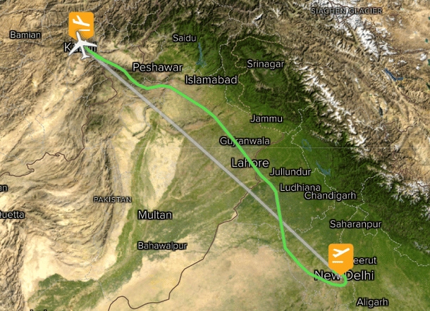 Flight plan of Spice Jet SG-21 (Pic Via Flight Stats)